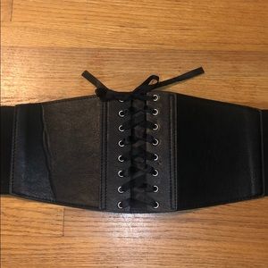 Black faux leather corset